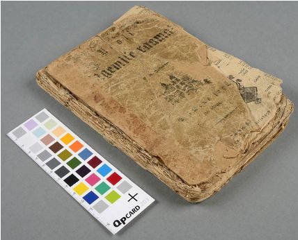 Kooli lugemik aastast 1898 enne konserveerimist, kulunud ja puuduvate osadega
